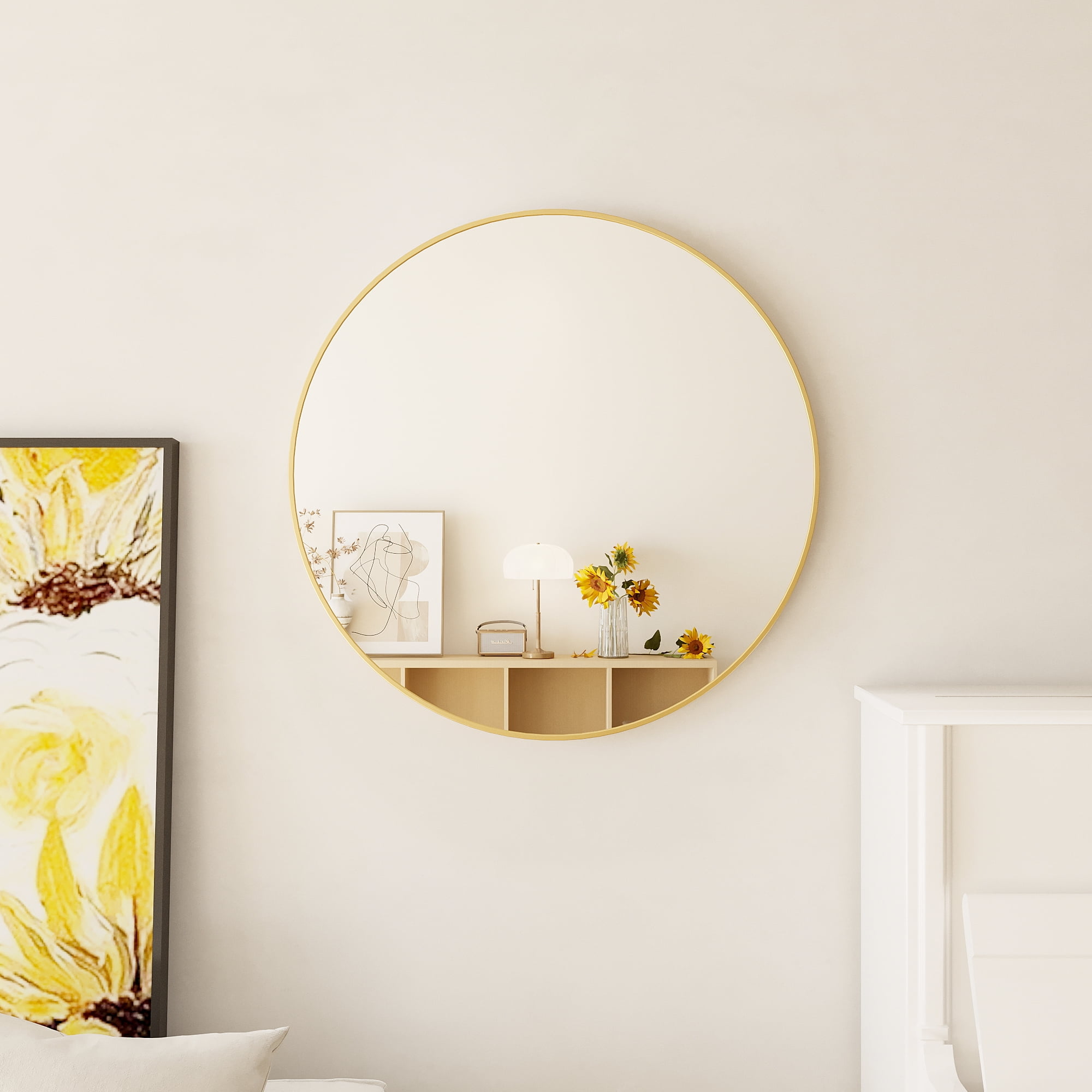 YYAo 32" Wall Circle Mirror for Bathroom, Large Round Mirror for Wall ...