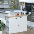 thumbnail image 1 of YYAo 47" Kitchen Storage Island with Drop Leaf, Drawer, Open Shelves and Storage, Kitchen Cart for Dining Room, White, 1 of 7