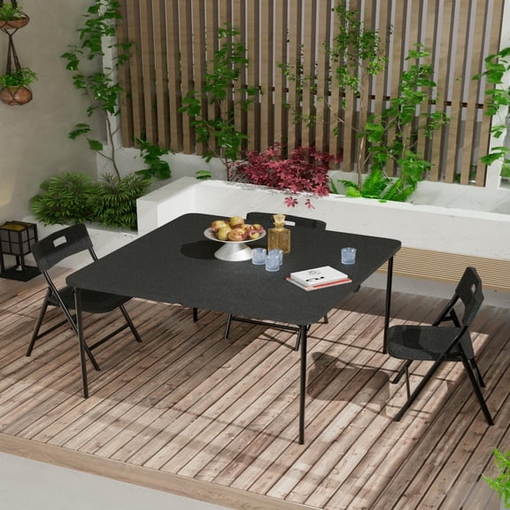 YYAo 5 Piece Folding Tables and Chairs with Easy Cleaning and Storage for Home Use, Indoor Spaces, and Office, Black