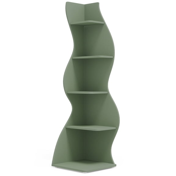 YYAo 5-Tier Corner Shelf, Modern Wall Corner Bookshelf Bookcase,Green
