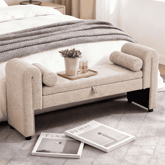 YYAo 60" Storage Bench, Storage Bench for Bedrooms, Living Rooms, Activity Rooms, Similar Spaces, Storage Bench Suitable