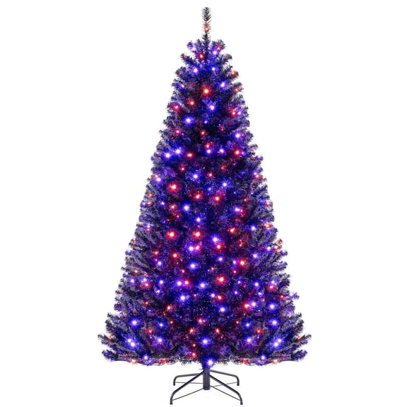 YYAo 7ft Christmas Trees with 6 Lighting Modes and Spooky Sounds, Tree Decoration for Indoor, Outdoor, Holiday Decor, Black