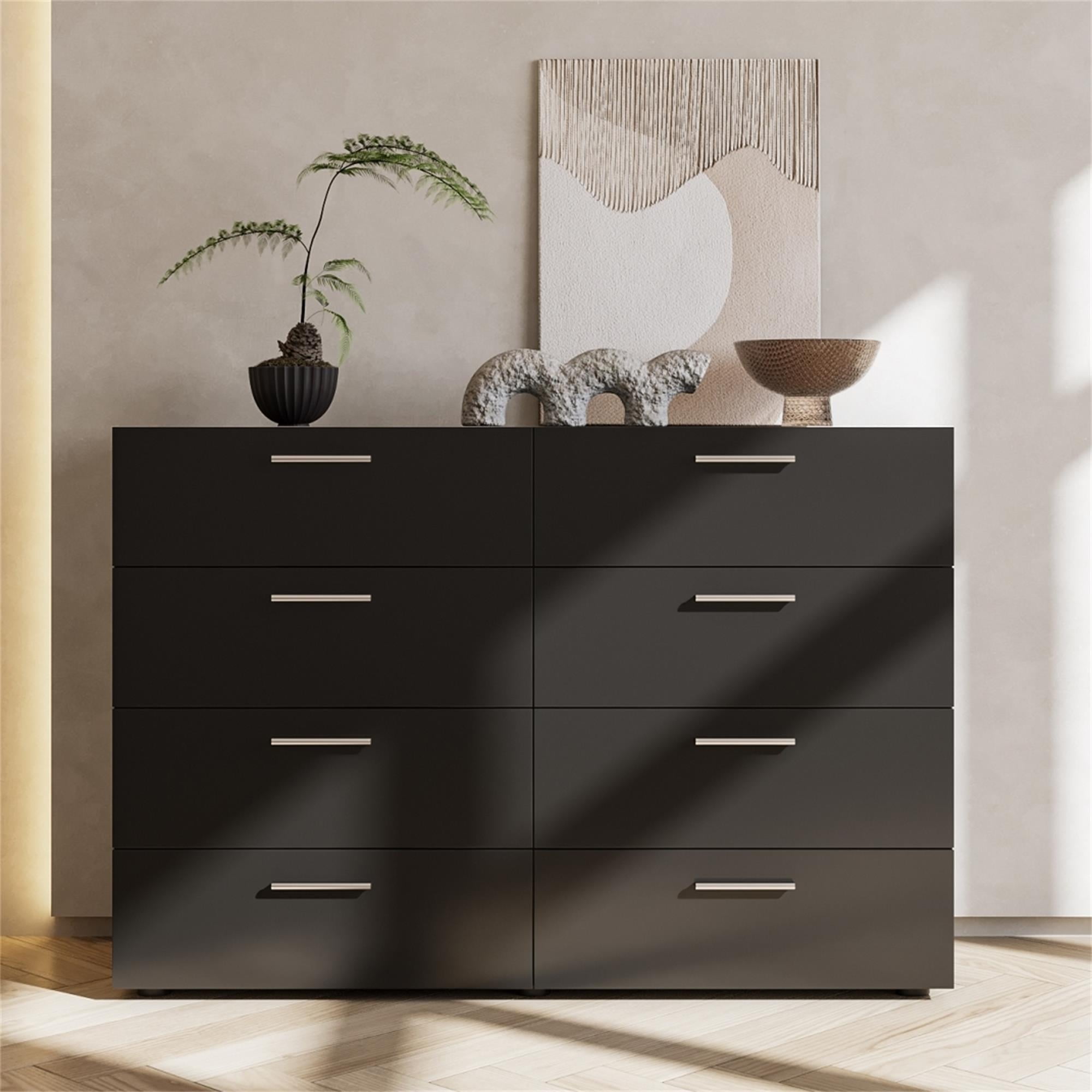 YYAo 8 Drawer Double Dresser for Bedroom, Wood Dresser 8 Chest of Drawers, Wide Storage Organizer Cabinet for Living Room Home, Black YYAo 8 Drawer Double Dresser for Bedroom, Wood Dresser 8 Chest of Drawers, Wide Storage Organizer Cabinet for Living Room Home, Black