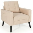 thumbnail image 1 of YYAo Accent Armchair, Single Sofa Chair, Mid-Century Upholstered Armchair Club Chair with Rubber Wood Legs-Beige, 1 of 9