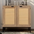 thumbnail image 1 of YYAo Accent Storage Cabinet with 2 Rattan Doors, Sideboard Buffet Cabinet for Entryway, Natural, 1 of 5