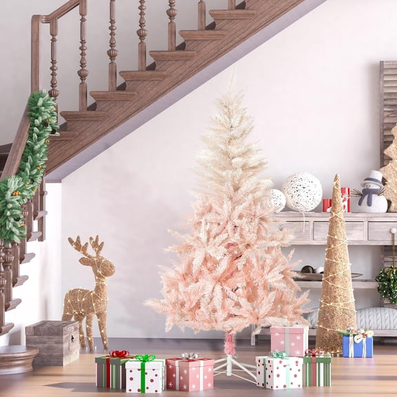 YYAo Artificial Christmas Tree, 6ft Unlit Spruce Artificial Christmas Tree with Realistic Branches and 800 Tips, Pink