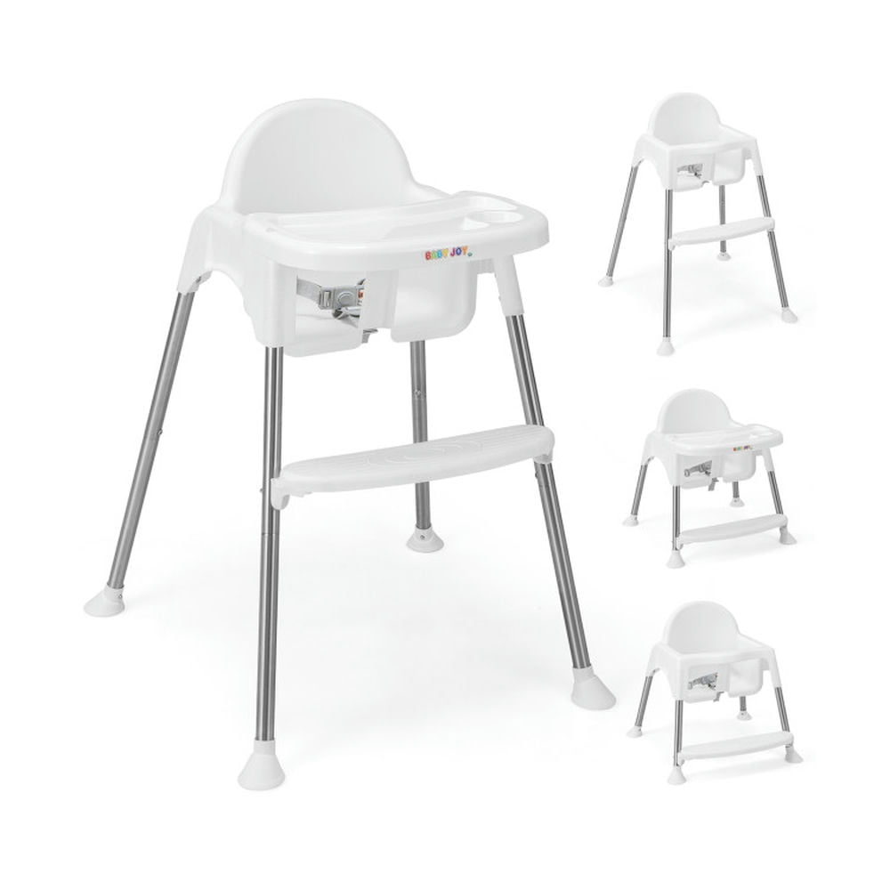 YYAo Baby High Chair,High Chairs, Dining Booster Seat, 4-in-1 Convertible Baby High Chair with Removable Double Tray-White