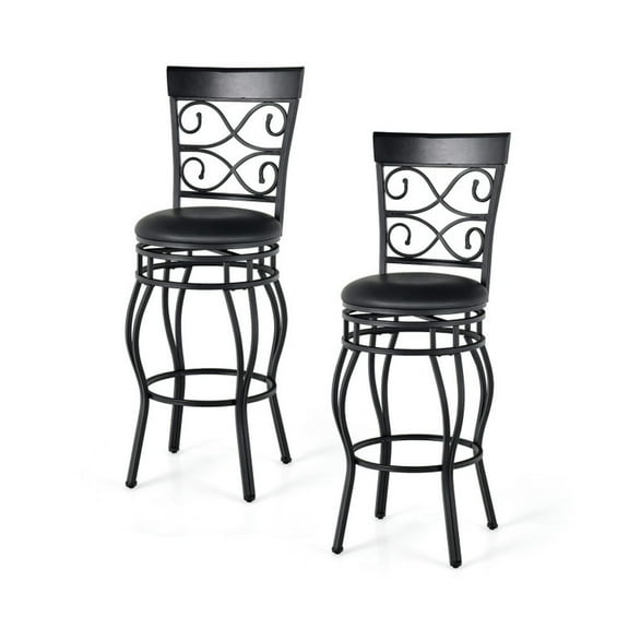 YYAo Bar Stools,Kitchen Dining Bar Chairs,Set of 2 30 Inch Bar Stool with Backrest and Footrest-Black