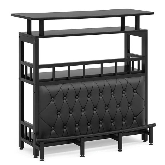 YYAo Bar Table, Home Pub Table,Bar Unit for Home Liquor, Black Entertainment Bar Upholstered Bar Table with Storage