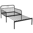 thumbnail image 1 of YYAo Bed Frame,Bedroom Bed Frame,Extendable Metal Daybed to Twin Size Bed with Guardrails and Armrests-Black, 1 of 11