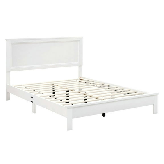 YYAo Bed Frame Platform,Queen Size Bed Frame Platform Slat High Headboard Bedroom with Rubber Wood Leg-White