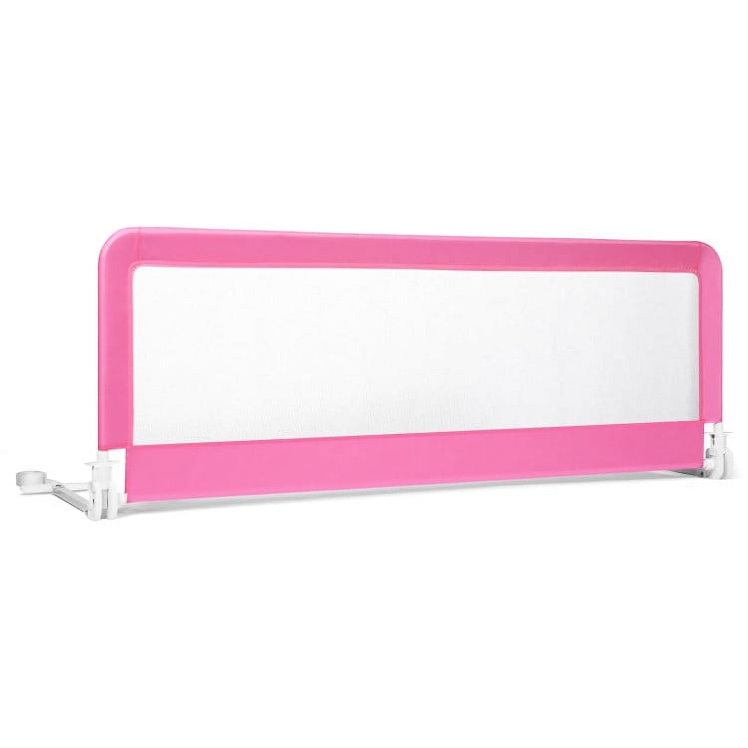 YYAo Bed Guard Rails,Bed Fence,Bed Gate for Baby,59 Inch Folding Breathable Baby Bed Rail Guard with Safety Strap-Pink