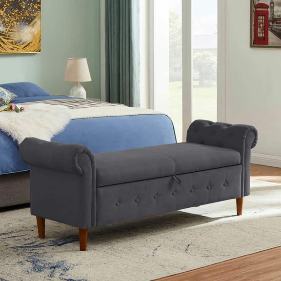 YYAo Bench, Bedroom Bed Bench Ottoman,Multifunctional Storage Rectangular Sofa Stool, Bed Bench for Living Room, Living Room- Gray
