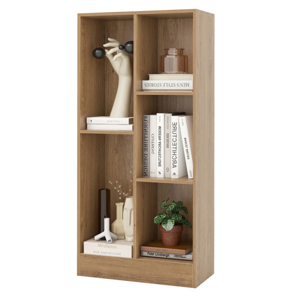 YYAo Bookcase Shelf, Bookshelf, Book Storage Rack, 41 Inches 5-Cube Floor Bookcase with 2 Anti-Tipping Kits-Natural