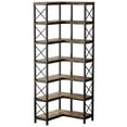 thumbnail image 1 of YYAo Storage Organizer Bookcase, Display Rack Shelves,7-Tier Corner Bookshelf Corner Bookcase Storage Display Rack, Brown, 1 of 7