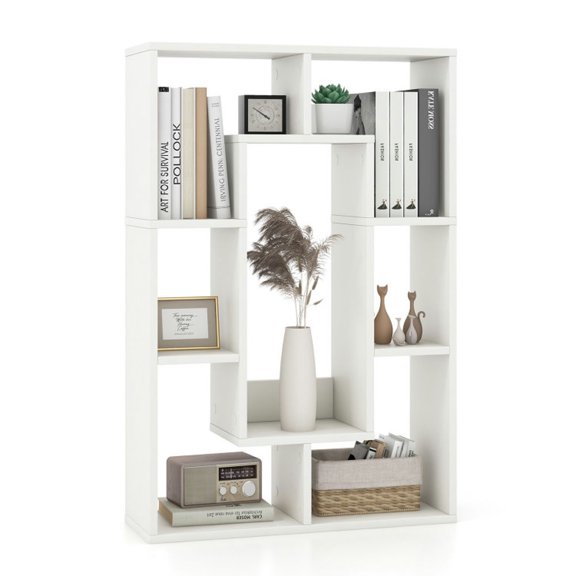 YYAo Bookshelf, Bookcase,Storage Flower Shelf Plant Display Shelf,7-Cube Geometric Bookshelf Modern Decorative Open Bookcase-White