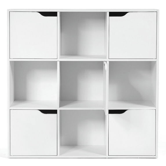 YYAo Bookshelf, Bookcase,Storage Flower Shelf Plant Display Shelf,Free Standing 9 Cube Storage Wood Divider Bookcase for Home and Office-White