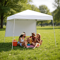 YYAo Canopy, Outdoor Canopy Tent,8 X 8 Feet Pop up Canopy Tent with 1 Sidewall and Portable Backpack-White