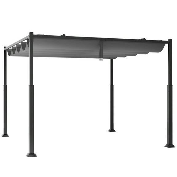 YYAo Canopy Shelter Tent, Large Shade Tents for Outdoor Camping, 10 x 10 Feet Outdoor Pergola with Retractable Canopy and Metal Columns-Gray