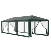 YYAo Canopy Shelter Tent, Large Shade Tents for Outdoor Camping,10' x 28' Party Tent, Outdoor Wedding Canopy with Removable Sidewalls,Green