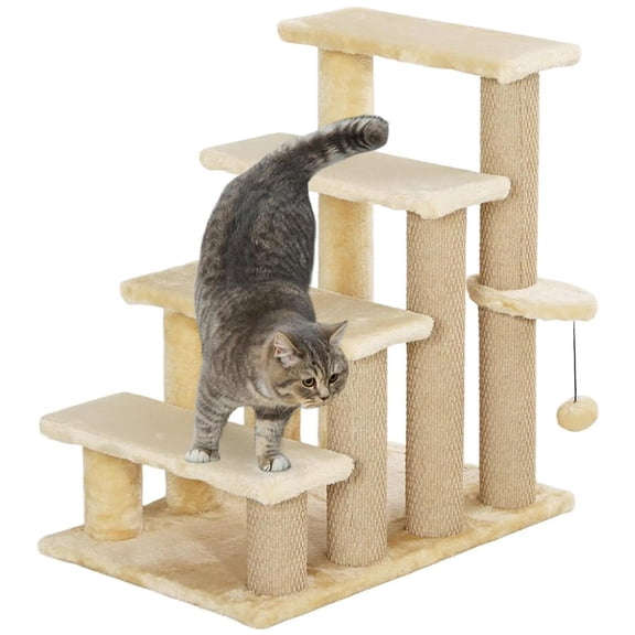 YYAo Cat Tower, Cat Tree for Indoor Cats, Cat Tree, Cat Tower Cat Stair Steps with Scratching Post, Hanging Play Ball,Light Grey