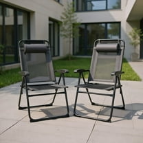 YYAo Chaise Lounge Chair Outdoor, Outdoor Chaise Lounge,2 Pieces Patio Adjustable Folding Recliner Chairs with 7 Level Adjustable Backrest-Gray
