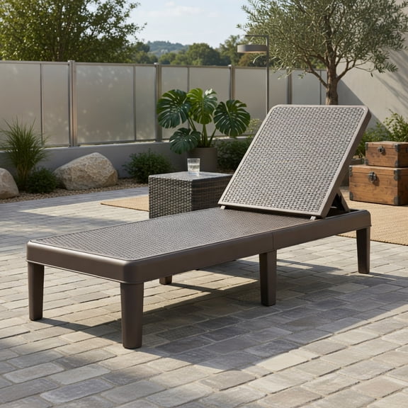 YYAo Chaise Lounge Chair Outdoor, Outdoor Chaise Lounge,Outdoor Chaise Lounger Chair with Waterproof Rattan Textured PP Surface and 330 lbs Capacity-Brown