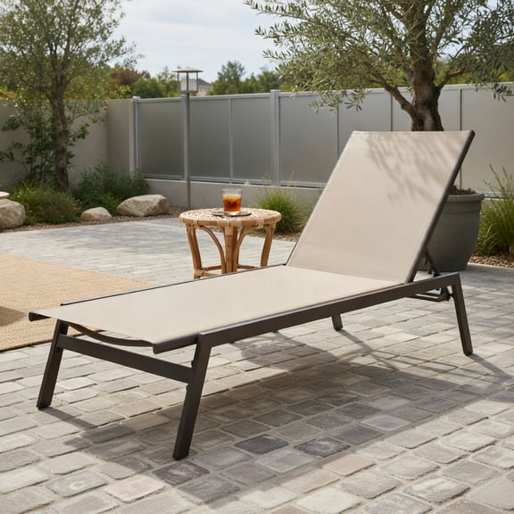 YYAo Chaise Lounge Chair Outdoor, Outdoor Chaise Lounge,Outdoor Reclining Chaise Lounge Chair with 6-Position Adjustable Back-Brown