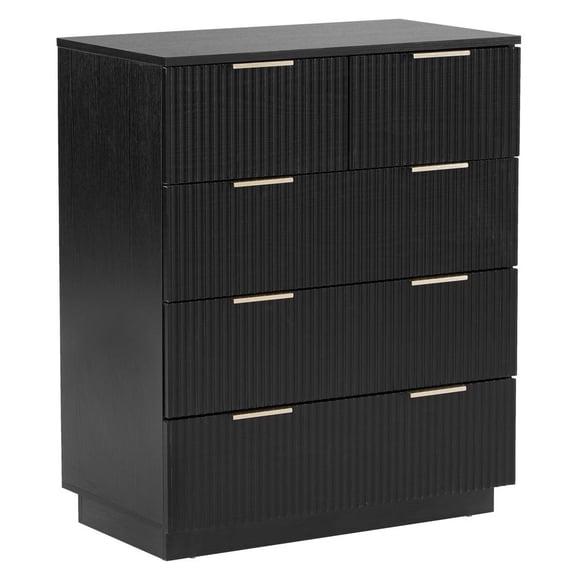 YYAo Chest of Drawers, Storage Organizer Unit,Black P2 Particle Board And Density Board 724194cm Wavy Pattern Drawer Front Four-Level Five-Drawer Cabinet
