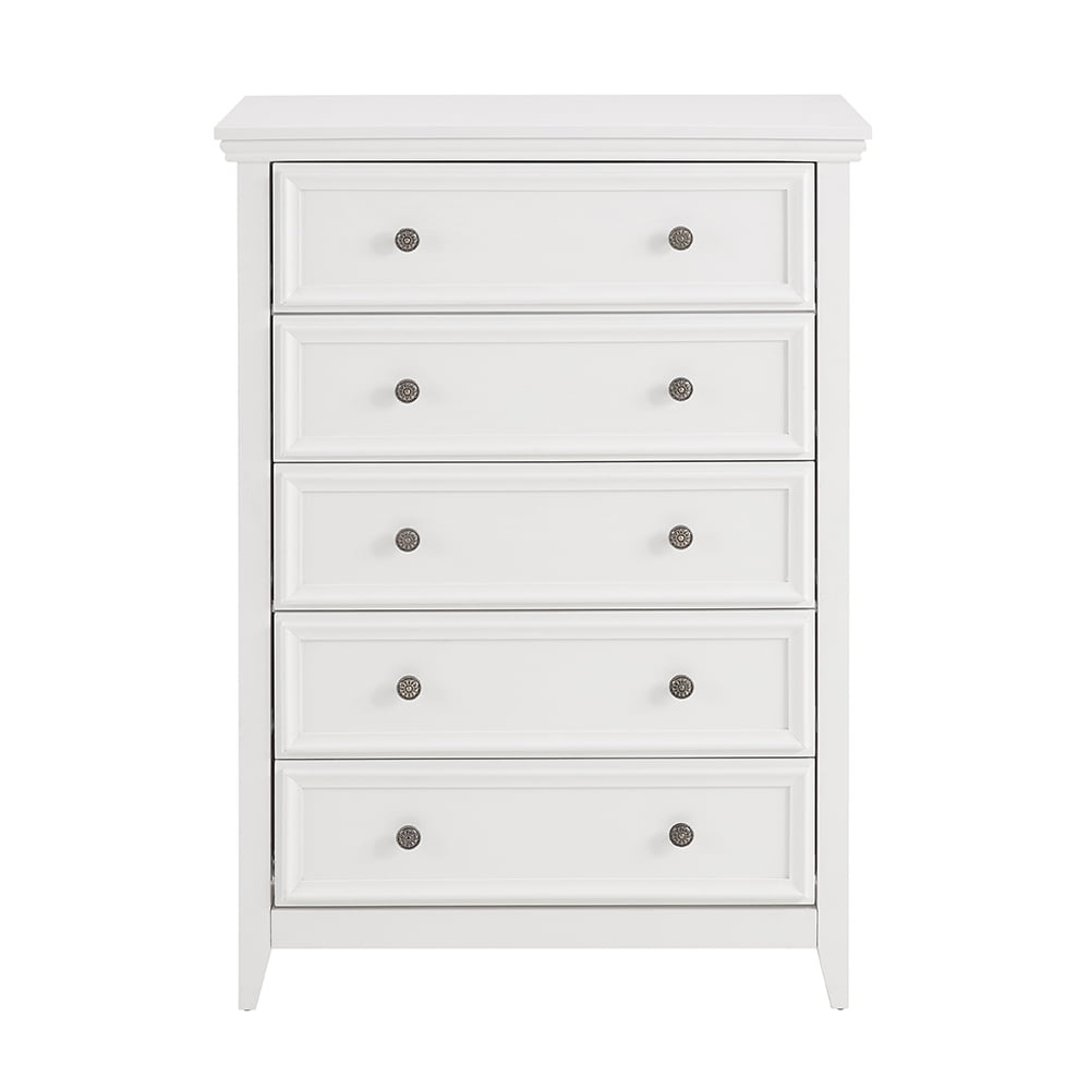 White MDF 5-Drawer Chest of Drawers Organizer Unit