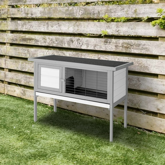 YYAo Chicken Coop,Wooden Rabbit Hutch, Pet Cage Shelter Hen House with Waterproof Roof, Run for Rabbit, Chicken and Other Small Animals Outdoor Backyard Garden (36inch,Single Layer,Gray )