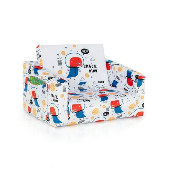 YYAo Childrens Sofa,Children Sofa Lazy Sofa,2-in-1 Convertible Kids Sofa with Velvet Fabric-White