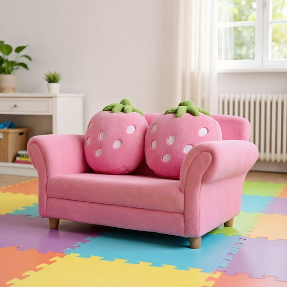 YYAo Childrens Sofa,Children Sofa Lazy Sofa,BL/PI Kids Strawberry Armrest Chair Sofa-Pink