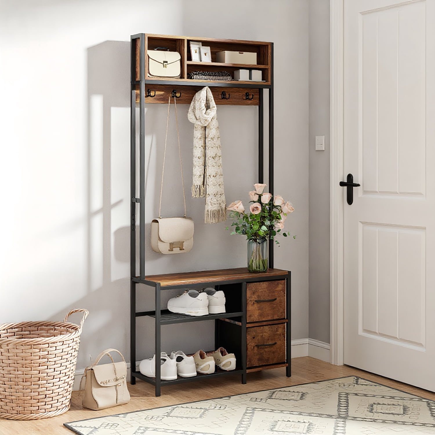 YYAo Coat Rack Stand,Hall Coat Tree,Coat Rack Storage Organizer,Hall ...