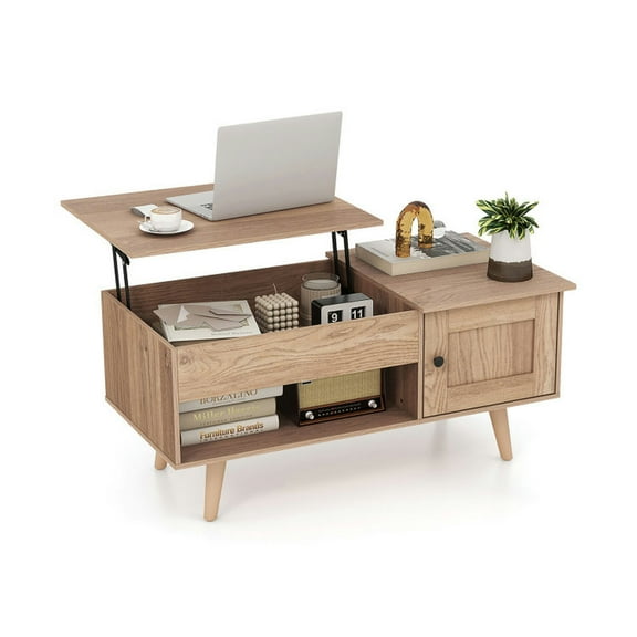 YYAo Coffee Table,Dining Table,Center Table,Lift Top Coffee Table with Storage and Hidden Compartment-Natural