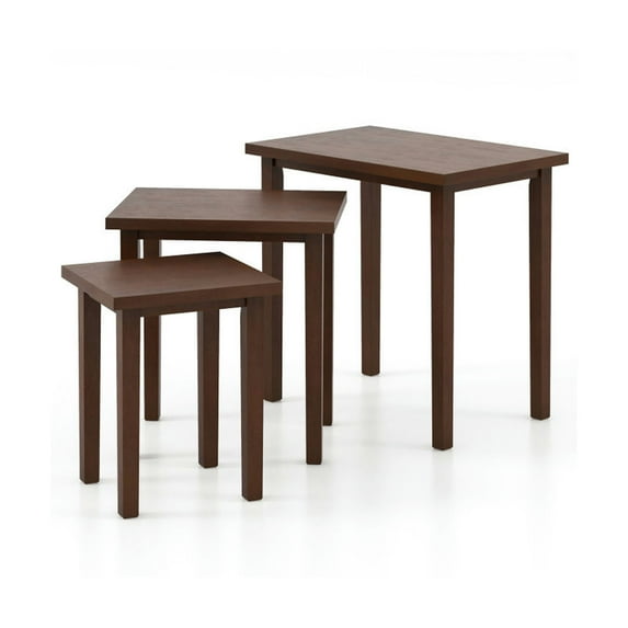 YYAo Coffee Table,Dining Table,Side Table,3-Piece Farmhouse Rectangle Side Table Set for Living Room-Walnut