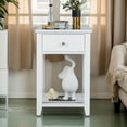 thumbnail image 1 of YYAo Coffee Table,Dining Table,Side Table,Storage End Bedside Drawer Nightstand w/ Bottom Shelf-White, 1 of 6