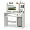 thumbnail image 1 of YYAo Computer Desk,Writing Table Workstation Gaming Desk,Home Office Computer Desk with Bookcase Keyboard Tray and CPU Stand-White, 1 of 8
