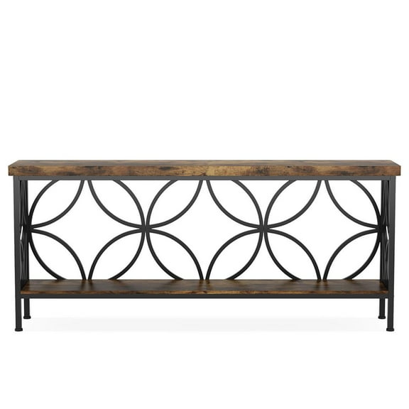 YYAo Console Table, Entryway Table, Console Sofa Table,2-Tier Console Table, 70.9" Industrial Sofa Table Behind Couch,Brown