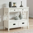 thumbnail image 1 of YYAo Console Table, Entryway Table, Console Sofa Table,36" Farmhouse Pine Wood Console Table with 4 Drawers & 1 Storage Shelf(Antique White), 1 of 12