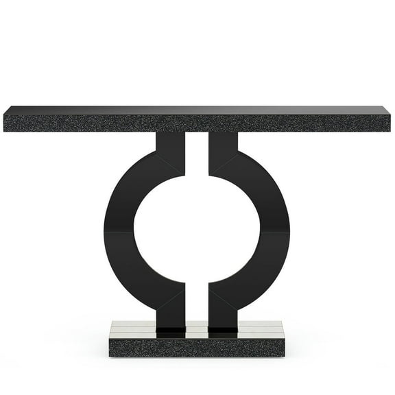 YYAo Console Table, Entryway Table, Console Sofa Table,43" Mirrored Console Table, Modern Silver Sofa Table with O-Shaped Base,Black
