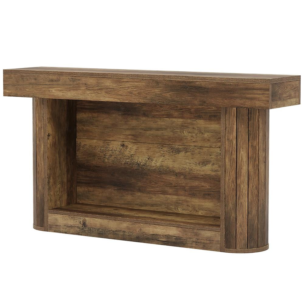 Rustic Brown Wood Grain 63" Farmhouse Console Table