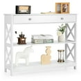 thumbnail image 1 of YYAo Console Table, Entryway Table, Console Sofa Table, Display Shelf,Console Table 3-Tier with Drawer and Storage Shelves-White, 1 of 10