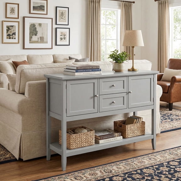 YYAo Console Table, Entryway Table, Console Sofa Table, Display Shelf,Wooden Sideboard Buffet Console Table with Drawers and Storage-Gray