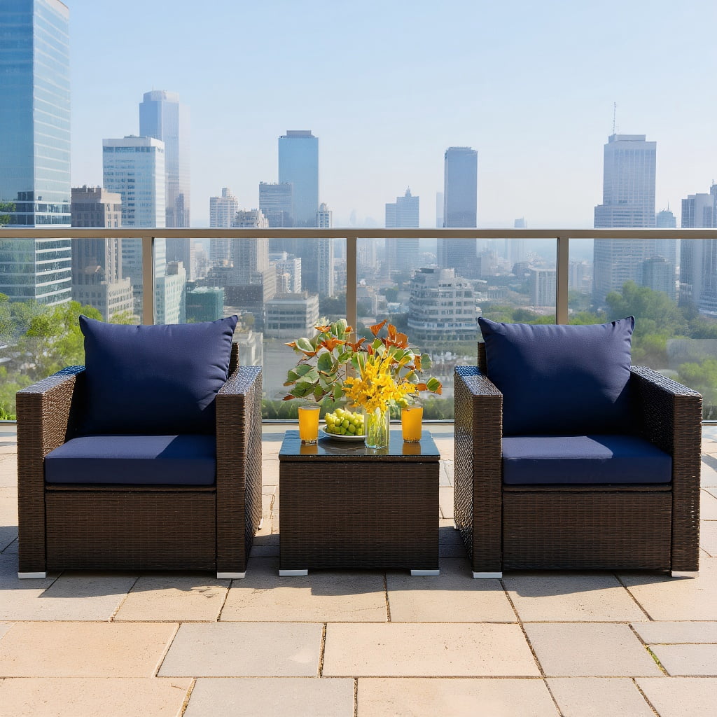 YYAo Conversation Loveseat Chairs Set, Garden Conversation Table Set, 3 ...