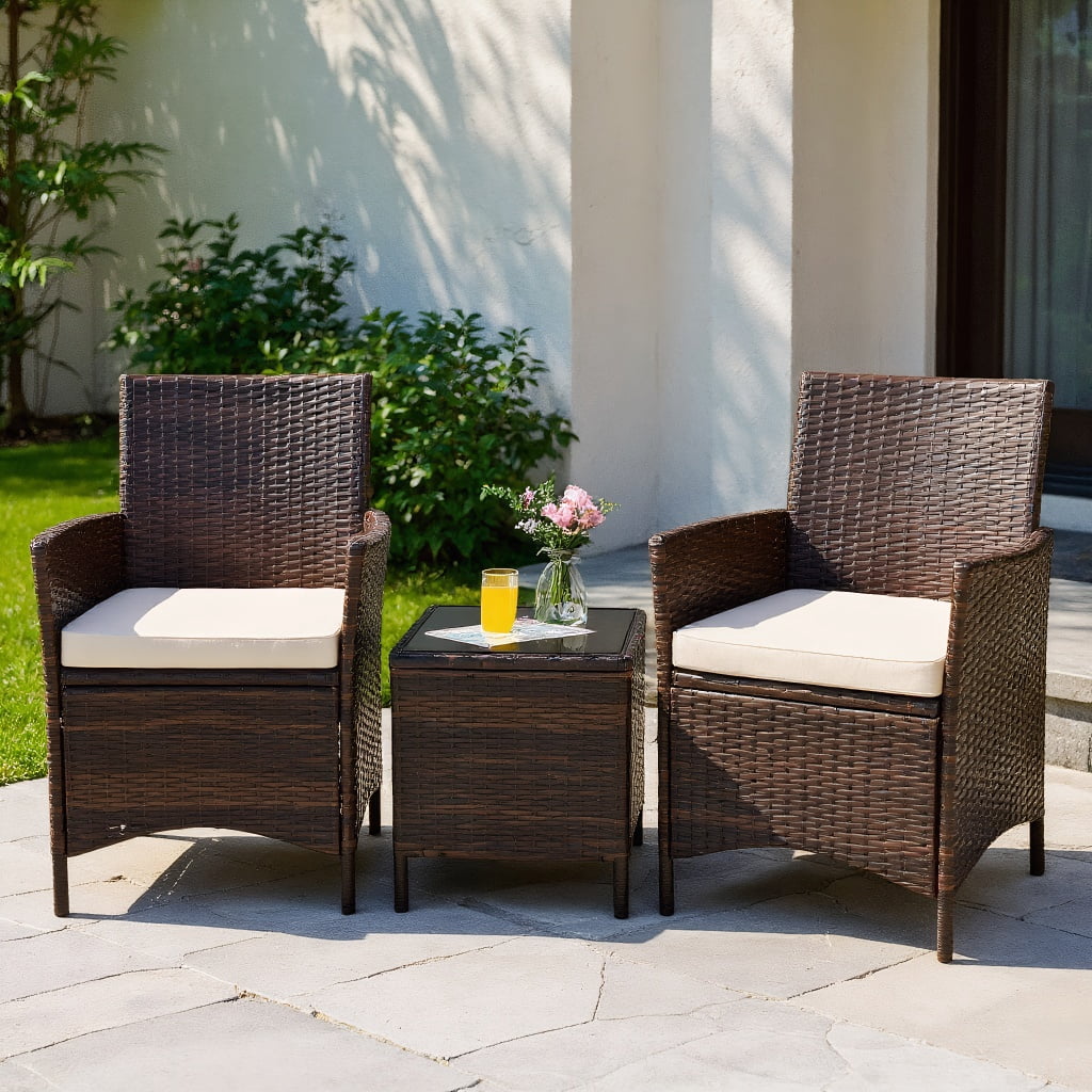 YYAo Conversation Loveseat Chairs Set, Garden Conversation Table Set, 3 ...