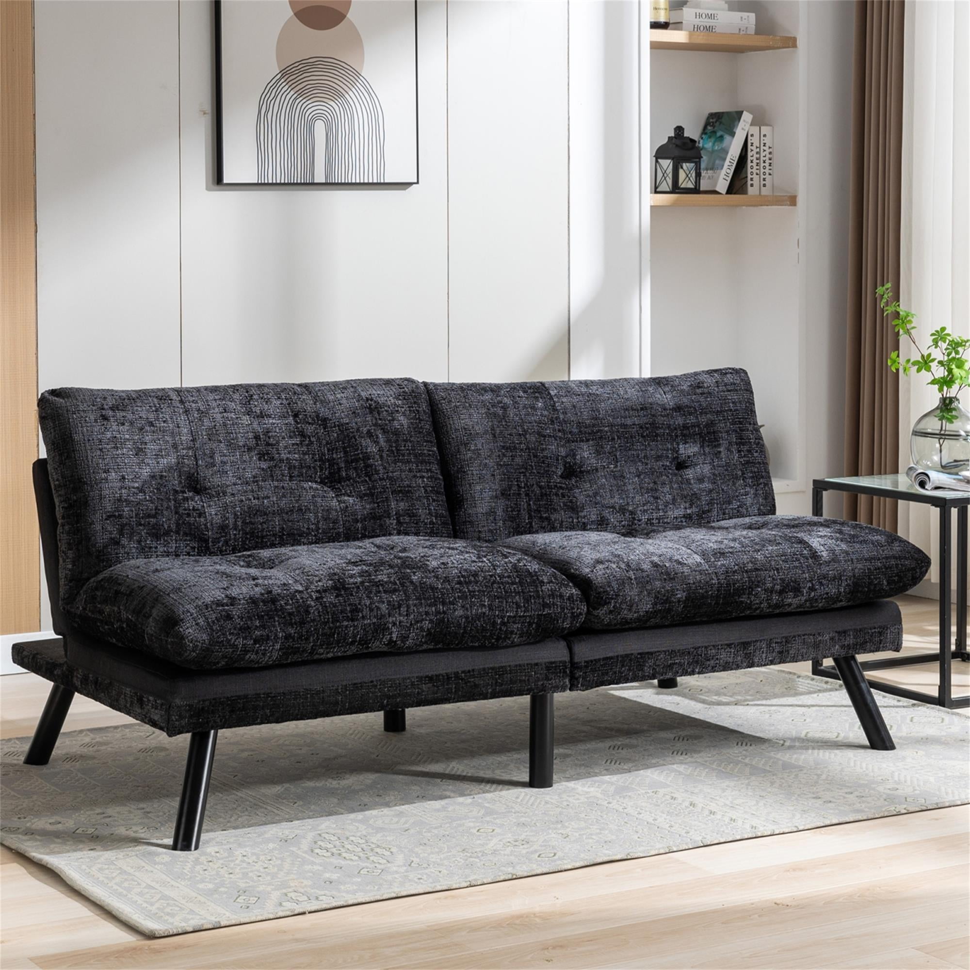 YYAo Convertible Futon Sleeper Sofa, Breathable Adjustable Lounge Couch with Metal Legs for Compact Living Space, Apartment, Dorm, Deep Gray YYAo Convertible Futon Sleeper Sofa, Breathable Adjustable Lounge Couch with Metal Legs for Compact Living Space, Apartment, Dorm, Deep Gray