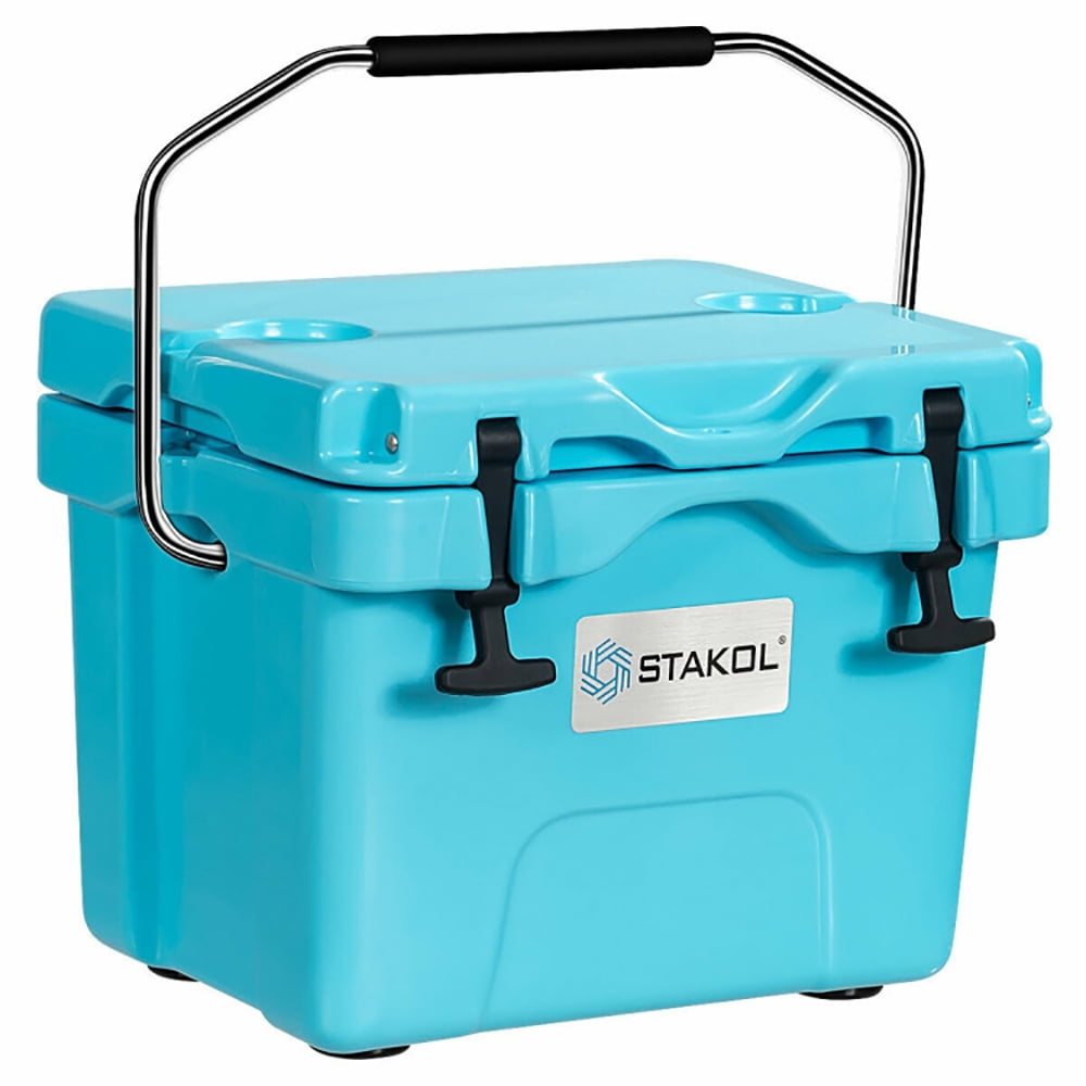YYAo Cooler Ice Chest, Insulated Cooler,16 Quart 24-Can Capacity Portable Insulated Ice Cooler with 2 Cup Holders-Blue