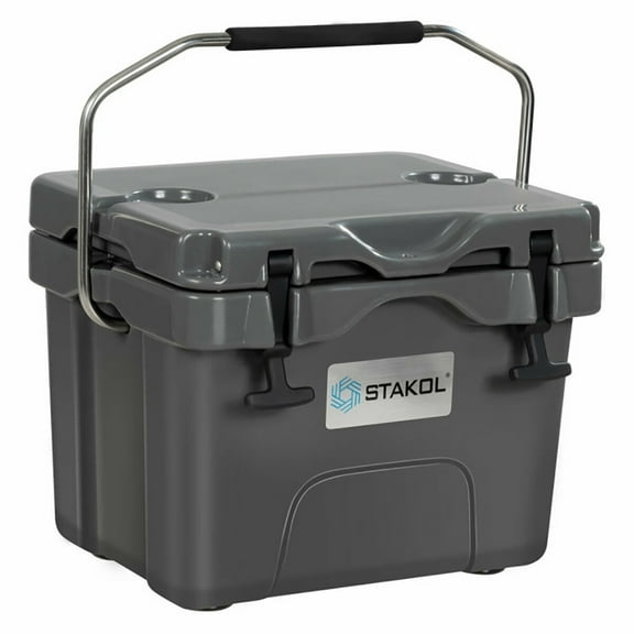 YYAo Cooler Ice Chest, Insulated Cooler,16 Quart 24-Can Capacity Portable Insulated Ice Cooler with 2 Cup Holders-Gray