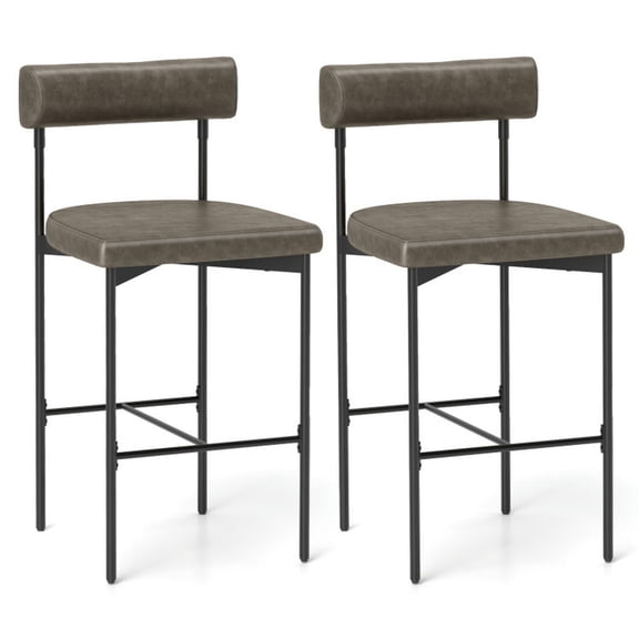 YYAo Counter Bar Stools,Bar Chairs,20 Inch Upholstered Bar Stools Set of 2 Counter Height Bar Chairs with Backrest-Gray